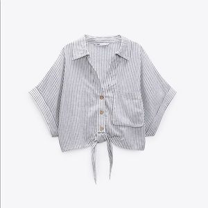 Zara striped knotted blouse